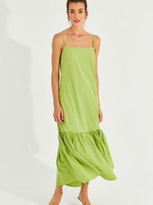Миди рокля с волани Cool & Sexy зелено