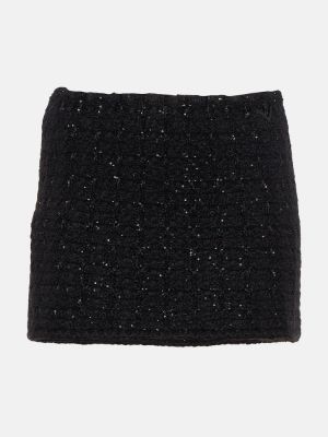 Mini falda de tweed Valentino negro