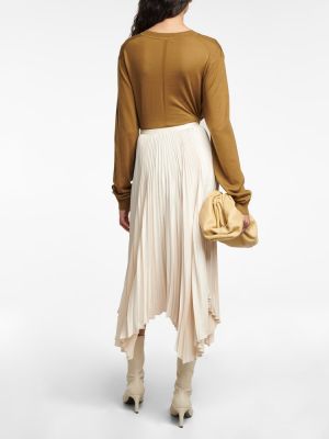 Jupe mi-longue taille haute en satin Polo Ralph Lauren beige