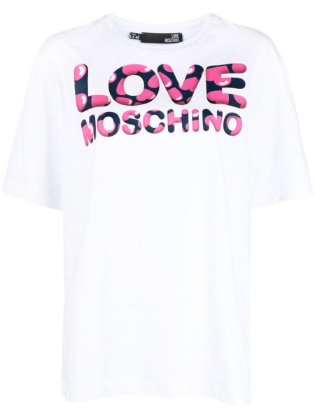 Тениска с принт с кръгло деколте Love Moschino
