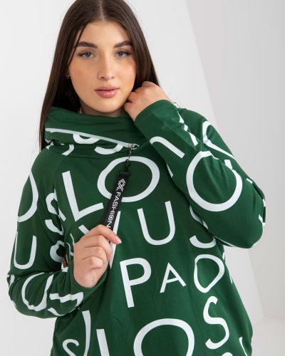 Kapučdžemperis ar apdruku Fashionhunters zaļš