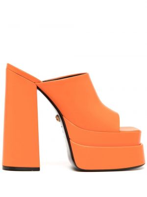 Mules s platformo Versace oranžna
