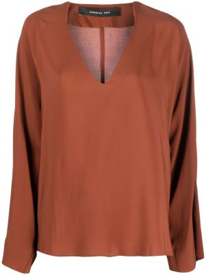 Блуза с v-образно деколте Federica Tosi кафяво