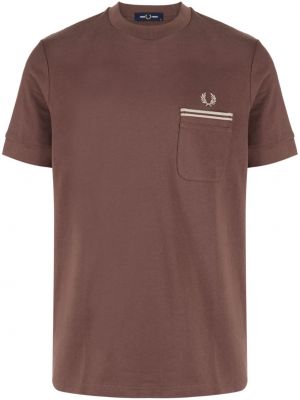 T-shirt brodé en coton Fred Perry marron