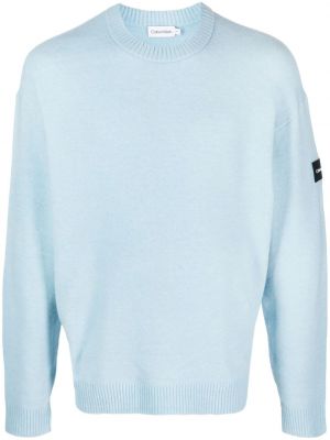 Пуловер с кръгло деколте Calvin Klein синьо