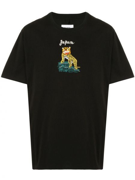 Camiseta con bordado con rayas de tigre Doublet negro