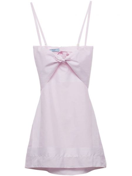 Robe à bretelles en coton Prada rose