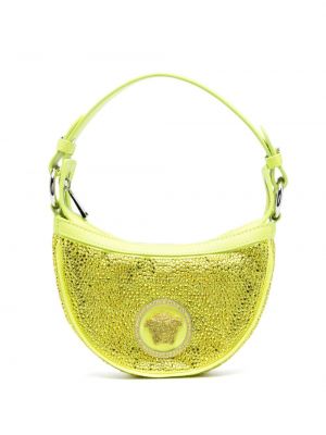 Чанта за ръка с кристали Versace жълто