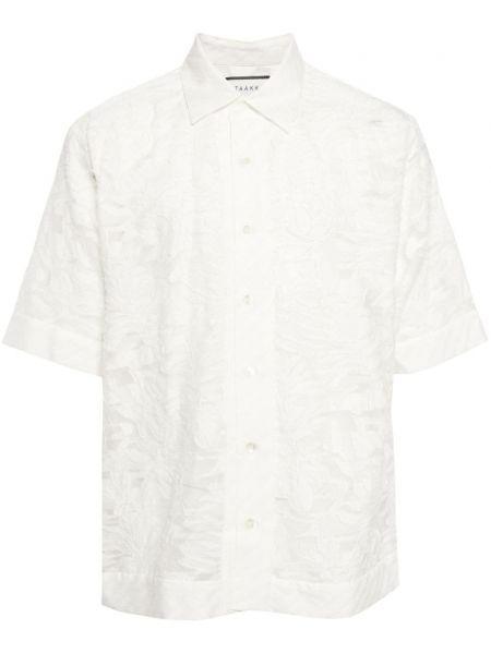 Caurspīdīgs krekls ar ziediem Taakk balts