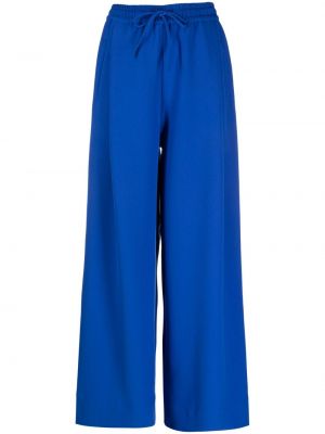 Viskózové volné kalhoty z polyesteru Essentiel Antwerp - modrá