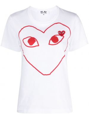Majica s potiskom z vzorcem srca Comme Des Garçons Play bela