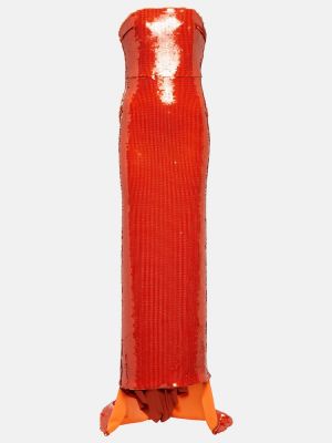Dlouhé šaty Laquan Smith oranžová