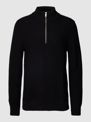 Dzianinowy sweter ze stójką Selected Homme czarny