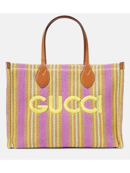 Csíkos bőr bevásárlótáska Gucci
