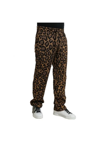 Joggers con estampado leopardo Dolce & Gabbana marrón