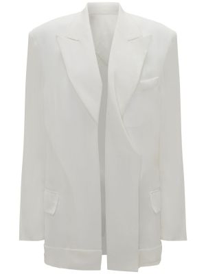 Viskózová vlněná bunda Victoria Beckham bílá