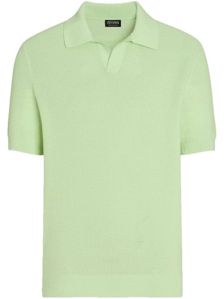 Памучна поло тениска Zegna зелено