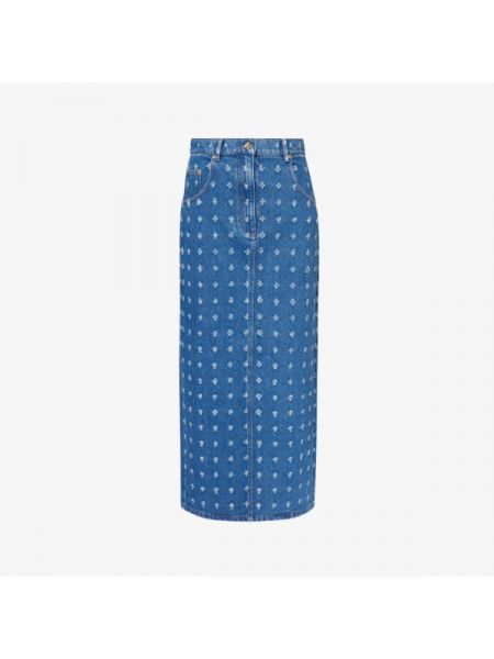 Джинсовая юбка с потертостями слим Nina Ricci синяя
