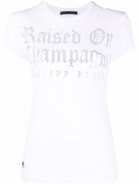 T-shirt à imprimé en cristal Philipp Plein blanc