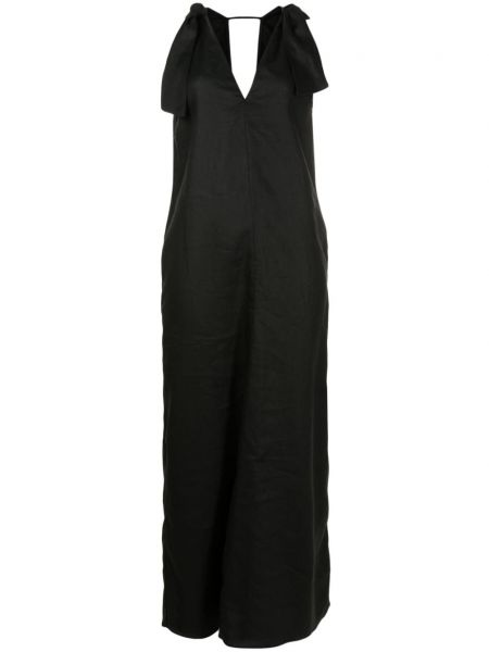 Lniana sukienka z kokardką Adriana Degreas czarna
