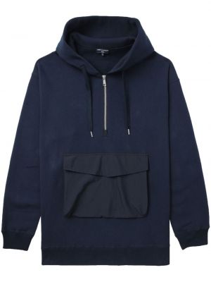 Pamučna hoodie s kapuljačom s patentnim zatvaračem Comme Des Garçons Homme plava