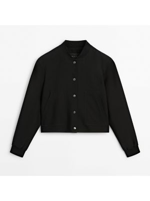 Длинная куртка на пуговицах Massimo Dutti черный
