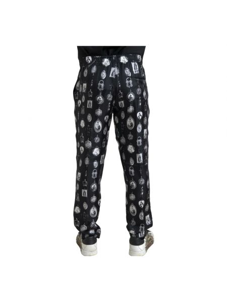 Pantalones de chándal de seda con estampado Dolce & Gabbana negro