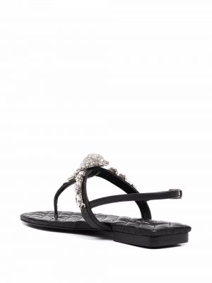 Křišťálové kožené sandály Philipp Plein černé
