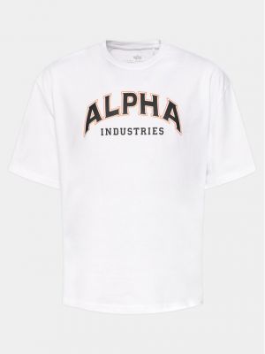 Tricou cu croială lejeră Alpha Industries alb