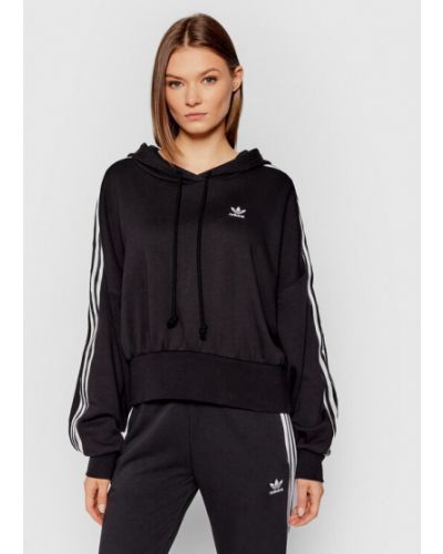 Szatén pulóver Adidas fekete