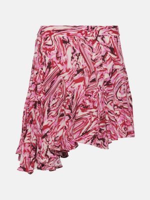 Svilena mini suknja s printom Isabel Marant crvena