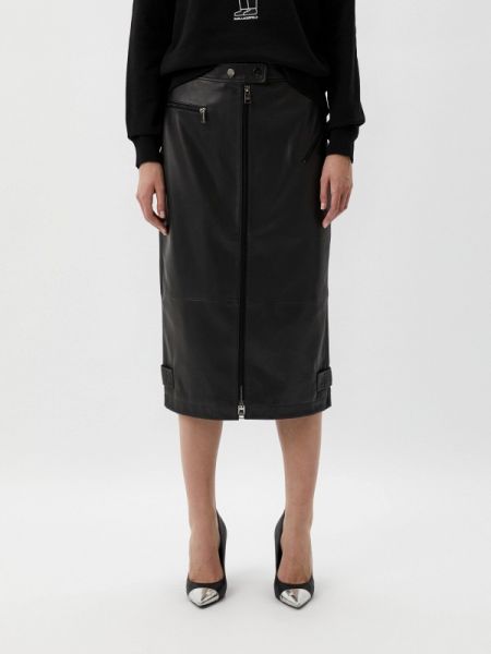 Кожаная юбка Karl Lagerfeld черная