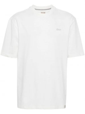 Βαμβακερή μπλούζα με κέντημα Boggi Milano λευκό