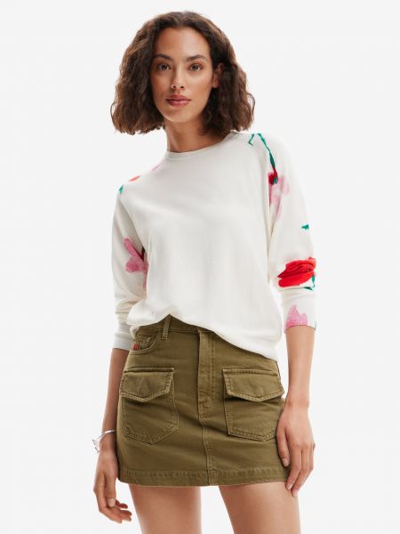 Džemper s cvjetnim printom Desigual bijela