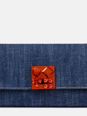 Kožená listová kabelka Christian Louboutin modrá