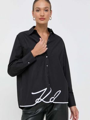 Koszula bawełniana relaxed fit Karl Lagerfeld czarna