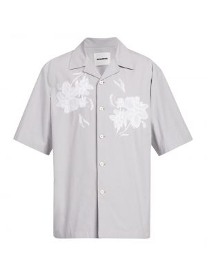 Рубашка в цветочек с принтом Jil Sander серая