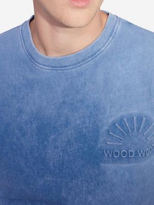 Pamučna majica s printom Wood Wood plava