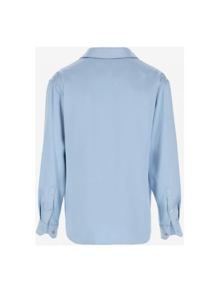 Camisa de seda con escote v Versace azul