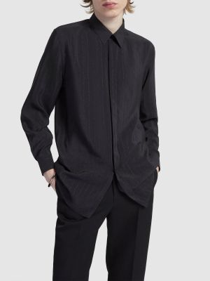 Prugasta svilena košulja Saint Laurent crna