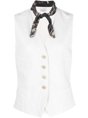 Lněná vesta Brunello Cucinelli bílá