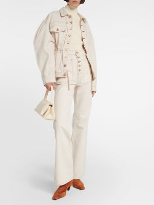 Zvonové džíny s vysokým pasem Ulla Johnson bílé