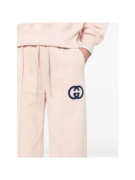 Pantalones de chándal de algodón de tela jersey Gucci rosa