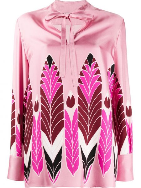 Blusa con plumas con estampado de plumas Valentino rosa