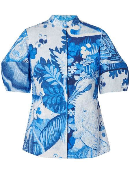 Bavlnená košeľa s potlačou Erdem modrá