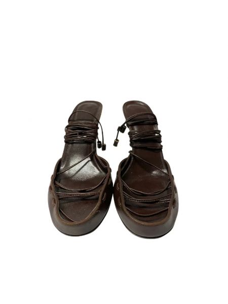 Sandały trekkingowe skórzane na obcasie Bottega Veneta Vintage brązowe