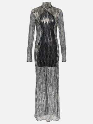Длинное платье с пайетками Taller Marmo серебряное