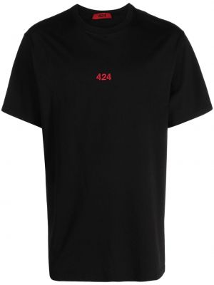 Tricou cu broderie din bumbac 424 negru