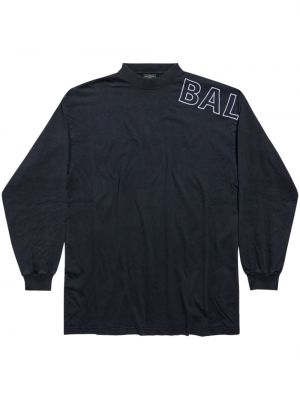 Raštuotas medvilninis džemperis Balenciaga juoda