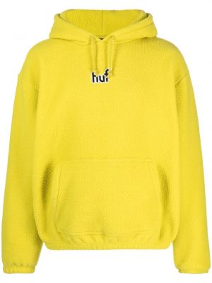 Flīsa kapučdžemperis ar izšuvumiem Huf dzeltens
